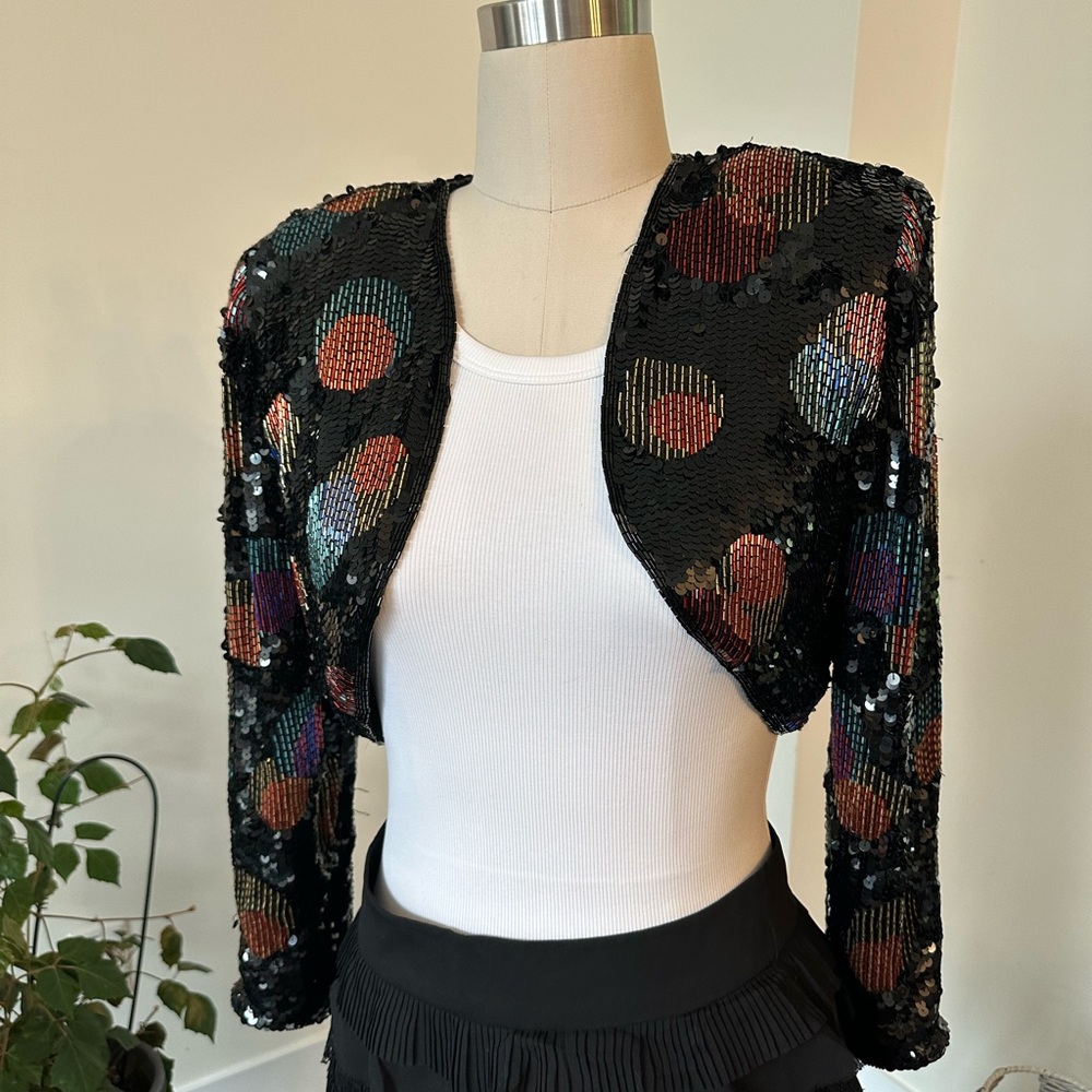 Sequin Polka Dot Bolero Jacket